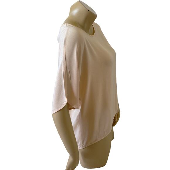 FOREVER 21 Womens Size XS Peach Mesh Back Semi Sheer Short Sleeve Shirt Top - Picture 3 of 6